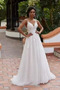 Brautkleid Strand Drapierung Natürliche Taille Tiefer V-Ausschnitt - Seite 1