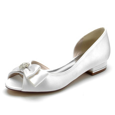 Hochzeitsschuhe plus Größe einzelne Schuhe Bogen Satin Party Sandalen