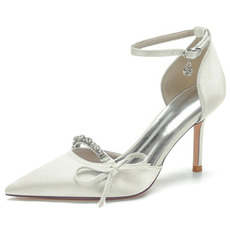 Satin Stiletto Hochzeitsschuhe Bogen Knoten Hochzeit High Heels