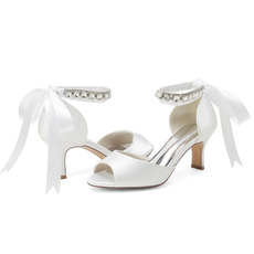 Braut Stiletto Hochzeitsschuhe Open Toe Sandalen Hochzeit große Brautjungfernschuhe