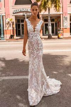 Brautkleid Rückenfrei Frühling Sexy Spitze Kleine Größe Natürliche Taille