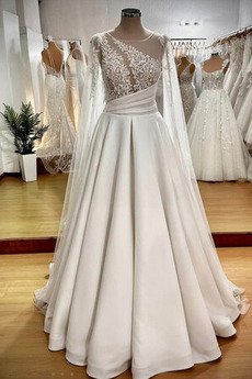 Brautkleid Satin Natürliche Taille edel Drapierung Kleine Größe