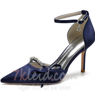 Satin Stiletto Hochzeitsschuhe Bogen Knoten Hochzeit High Heels - Seite 11