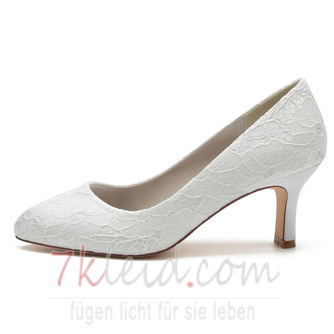 Schnüren Sie sich Hochzeitsschuhe weiße Absatzplattformsandelholze Bankettschuhe Brautschuhe - Seite 3