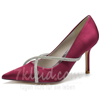 Frühling und Herbst spitzen Zehe Super High Heel Satin Strass Schuhe Hochzeit Brautjungfer Damenschuhe - Seite 10