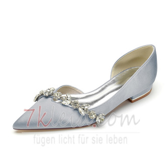 Flache spitze damenschuhe klassische braut strass satin hochzeitsschuhe - Seite 3