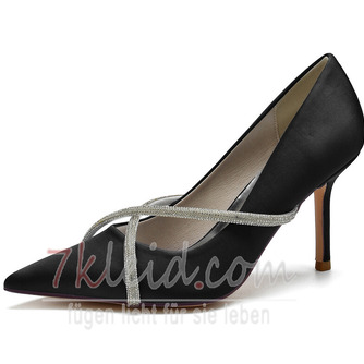 Frühling und Herbst spitzen Zehe Super High Heel Satin Strass Schuhe Hochzeit Brautjungfer Damenschuhe - Seite 9