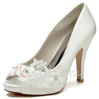 Satin Strass Fisch Mund Schuhe Braut Hochzeit High Heels - Seite 9