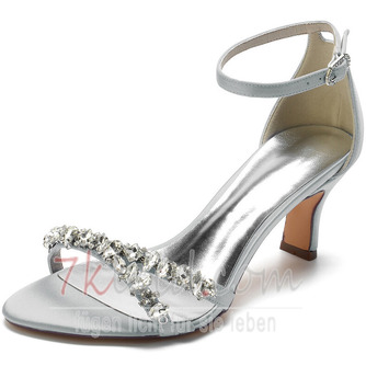 Satin Hochzeit Damenschuhe Plattform High Heel offene Zehen Sandalen - Seite 3