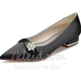 Weiße flache Mund dicke Ferse Hochzeitsschuhe einfache Satin High Heels 3CM - Seite 9