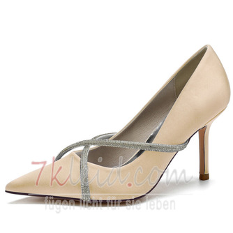 Frühling und Herbst spitzen Zehe Super High Heel Satin Strass Schuhe Hochzeit Brautjungfer Damenschuhe - Seite 13