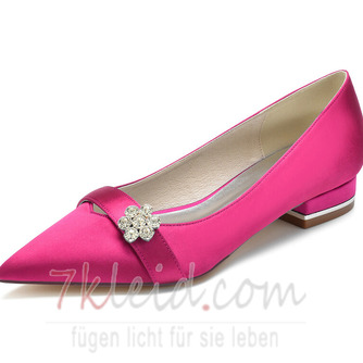 Weiße flache Mund dicke Ferse Hochzeitsschuhe einfache Satin High Heels 3CM - Seite 12