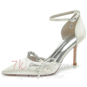 Satin Stiletto Hochzeitsschuhe Bogen Knoten Hochzeit High Heels - Seite 1