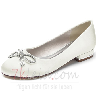 Flache Hochzeitsschuhe, weiße Hochzeitsschuhe aus Satin mit Strassschnalle - Seite 11