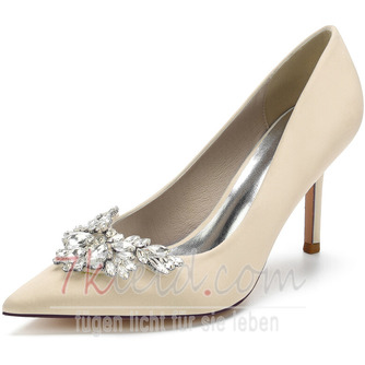 Spitzkante Schnalle Strass Stilettos Hochzeit High Heels Bankettschuhe - Seite 13