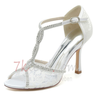 Absatzrhinestone-Frauenschuh-Art- und Weisesatin-Bankettschuh-Stilett-Sandelholze - Seite 1