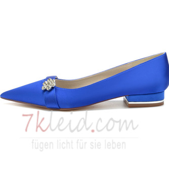 Weiße flache Mund dicke Ferse Hochzeitsschuhe einfache Satin High Heels 3CM - Seite 5