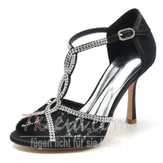 Absatzrhinestone-Frauenschuh-Art- und Weisesatin-Bankettschuh-Stilett-Sandelholze - Seite 7