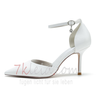 Weiße Hochzeit High Heels Satin Seide Hochzeitsschuhe Stiletto Schuhe für Frauen - Seite 3