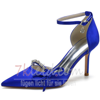 Satin Stiletto Hochzeitsschuhe Bogen Knoten Hochzeit High Heels - Seite 7