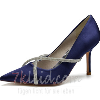 Frühling und Herbst spitzen Zehe Super High Heel Satin Strass Schuhe Hochzeit Brautjungfer Damenschuhe - Seite 12