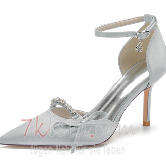 Satin Stiletto Hochzeitsschuhe Bogen Knoten Hochzeit High Heels - Seite 13