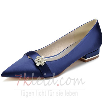 Weiße flache Mund dicke Ferse Hochzeitsschuhe einfache Satin High Heels 3CM - Seite 13