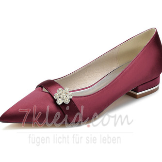 Weiße flache Mund dicke Ferse Hochzeitsschuhe einfache Satin High Heels 3CM - Seite 10