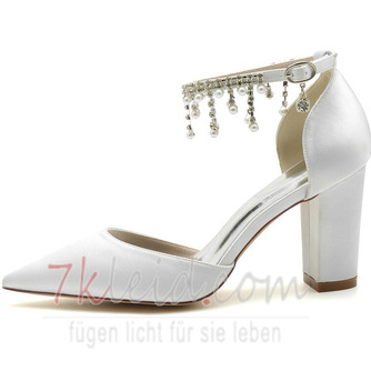 Spitz Strass Damenschuhe Hochzeit Pfennigabsatz Brautjungfernschuhe - Seite 1