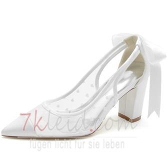 Weiße Hochzeitsschuhe Satin Brautschuhe High Heels Herbst und Winter Modelle - Seite 1