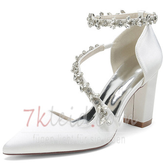 Satin Braut Brautjungfer Schuhe rosa Hochzeitsschuhe Dinner-Party Performance High Heels - Seite 1