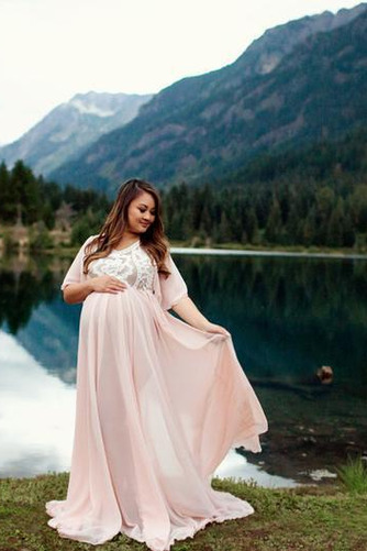 Brautkleid Strand Lockere Ärmel Kurze Ärmel Juwel edel Empire Taille - Seite 6