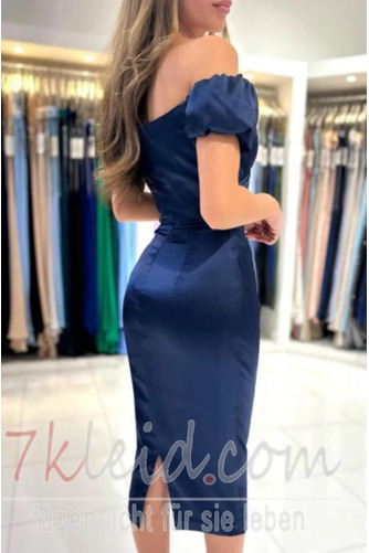 Cocktailkleid Satin Knielang Kurze Ärmel Natürliche Taille Frühling - Seite 2