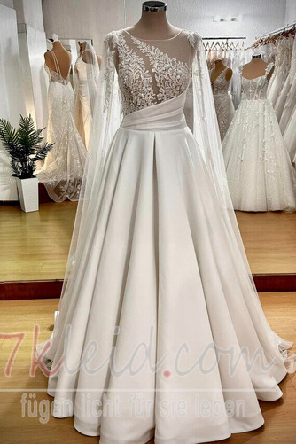 Brautkleid Satin Natürliche Taille edel Drapierung Kleine Größe - Seite 1