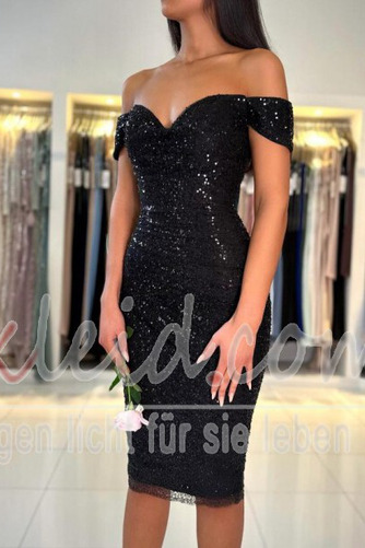 Cocktailkleid Sommer Knielang Reißverschluss Natürliche Taille Schulterfrei - Seite 5