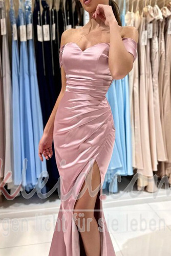 Abendkleid Satin Drapierung Schlicht Natürliche Taille Schulterfrei - Seite 6